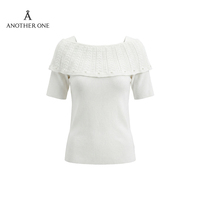 Blusa de Verano para Mujer, Corte Ajustado, Transpirable, Cuello Cuadrado, Viscosa/Poliéster, Elegante, Manga Corta, Tejido de Punto