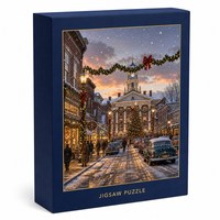 Harga Grosir Pabrik Puzzle Jigsaw Karton Biru 500-1000 Potong Custom dengan Kotak Hadiah - Hadiah Natal DIY