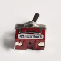 Interrupteur à bascule DPDT vintage en métal robuste On-Off Toowei T701AU