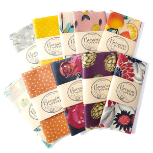 Zero Waste Eco Friendly Vegan Beeswax Food Wrap Reusable Custom Printed 3 4 5 6 Pcs Set Pack Organic Bees Wax Beeswax Food Wrap