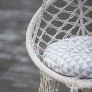 Hamac en macramé beige chaise suspendue pour adultes balcon chambre porche parc Style moderne coussin moyen corde pivotante extérieure - Product Image 3
