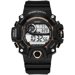 Montre de sport pour homme <span class=keywords><strong>Shock</strong></span>, style <span class=keywords><strong>G</strong></span>, grand cadran, alarme numérique, étanche 3BAR, bracelet en cuir PU - Product Image 5