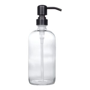 Dispensador <span class=keywords><strong>de</strong></span> Jabón y Loción Lear en Frasco <span class=keywords><strong>de</strong></span> Vidrio con Bomba Metálica (Negro/Bronce Oscuro), Botella <span class=keywords><strong>de</strong></span> Vidrio Resistente Libre <span class=keywords><strong>de</strong></span> Plomo con Tapa Negra - Product Image 2