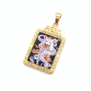 Pendentif Thangka en forme de renard à neuf queues de style chinois, en acier inoxydable, thème animal, pour hommes, cadeau 216033 - Product Image 2