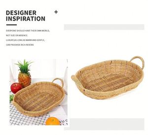 Plateau en rotin de sortie d'usine plateaux de rangement pour aliments plateau de rangement ovale tissé à la main Logo multifonction unique moderne personnalisé - Product Image 6