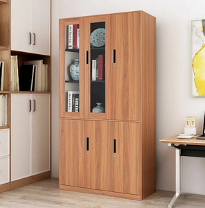 Armoire <span class=keywords><strong>de</strong></span> <span class=keywords><strong>rangement</strong></span> en acier durable, armoire métallique en acier laminé à froid avec porte en verre, porte en acier, couleur <span class=keywords><strong>bois</strong></span> naturel - Product Image 3