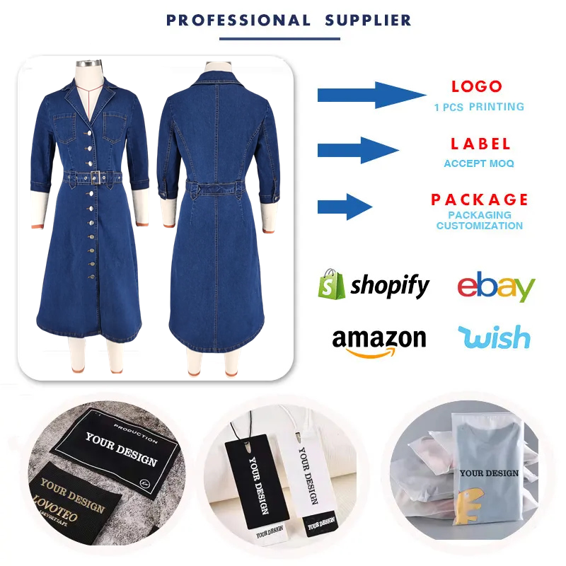 jeans dresses for ladies amazon Trendy Denim Women Single Breasted Suit Collar Slim Short Sleeve Dresses Women Casual Summer Dress Long sleeve denim