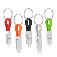 Vente en gros de porte-clés à aimant fort 3 en 1 Câble de chargeur USB pour appareils mobiles Android Micro USB, IOS,Type C