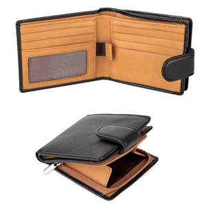 Genuine Leather <b>Wallet</b> With Multiple Card Slots Anti Theft Design Cowhide Zipper Large <b>Coin</b> Compartment Unisex Everyday Use - Product Image 1