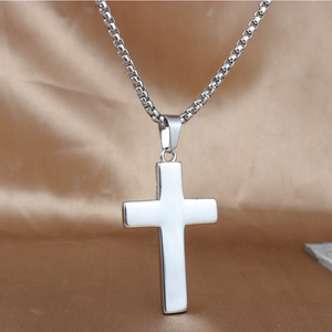 <b>Cross</b> Pendant Necklace Stainless Steel Black Unisex Geometric Design 23040 - Product Image 2