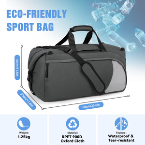 Eco Friendly Sports Duffel <b>Bag</b> Large Capacity Gym <b>Bag</b> Wet Dry Separate <b>Weekender</b> <b>Bag</b> with Hidden Shoulder Strap - Product Image 2