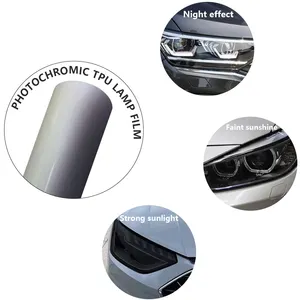 スマートUVフォトクロミックヘッドライト自動車テールライトLEDランプフィルムTPUライト白から黒の塗料保護フィルムppf
