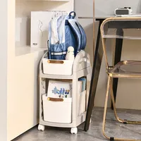 Chariot de rangement en PP avec roulettes, bacs amovibles et crochets latéraux pour chambre, cuisine, salle de bain