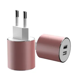 Logam Shell Ponsel Charger EU/US Plug Usb Pengisian Blok dengan Perak Merah Muda Hitam Pilihan Adaptor Daya Kolom charger