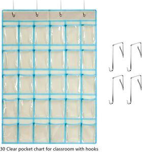 Organizador de Bolsillos para Aula con 30 Bolsillos Numerados, 33.5x24.5 Pulgadas, Tela No Tejida, para Teléfonos Celulares y Calculadoras, para Colgar en Pared/Puerta - Product Image 4