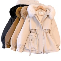 Nouvelle Veste d'Hiver pour Femme, Tendance, Ceinturée, Fourrée à Capuche, Grande Taille, Manteau Épais Uni