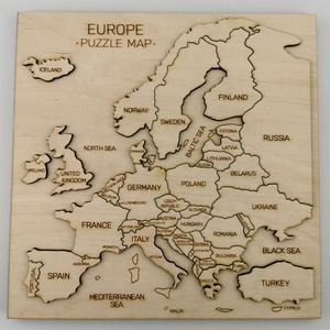 Puzzle in legno con mappa europa 3d tagliata al Laser, mappa in legno giocattolo educativo, mappa del paese in legno - Product Image 5
