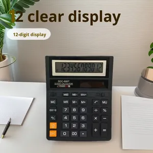 Calculatrice de bureau à piles bouton en plastique, affichage 12 chiffres, noire, pour étudiants, fabricant chinois - Product Image 3