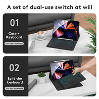 Casing penutup Keyboard pintar lampu latar 7 warna-warni dengan Touchpad untuk Samsung Galaxy tab S6 Lite 10.4 inci 2024 2022 2020