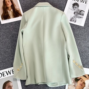 Blazer Vert Menthe pour Femme en <span class=keywords><strong>Laine</strong></span>/<span class=keywords><strong>Soie</strong></span>, Style Automne Uni, Création de Niche Tendance Hong Kong & Corée - Product Image 2