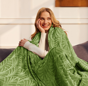 <span class=keywords><strong>Couverture</strong></span> en flanelle ultra douce et soyeuse à motifs de feuilles, luxueusement chaude pour canapé, lit, décoration intérieure vert éclatant pour toutes les saisons - Product Image 6