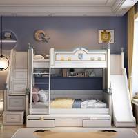 Lit d'enfant princesse en bois blanc moderne pour maison lit en bois luxueux double pour filles lit superposé avec toboggan et escaliers