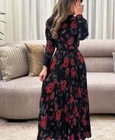 Ensemble de costume mi-long à manches longues avec jupe à imprimé floral élégant de haute qualité Miyaki pour femmes, taille plus, ensemble de robes décontractées en deux pièces