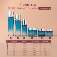 Ensemble d'emballages cosmétiques vides de 50ml en gros Pot de crème pour le visage en verre sur mesure avec vaporisateur à pompe et couvercle pour les soins de la peau