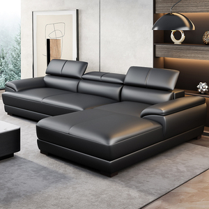 Divano in Pelle di Vacchetta Stile Nordico, Modulare per Soggiorno con Struttura in Legno Massello per Progetti Commerciali - Product Image 3