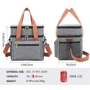 Большой вместительный портативный двухслойный кулер для мешков Bento из утолщенной алюминиевой фольги, Ручной кулер из Оксфордского материала для холода - Product Image 5