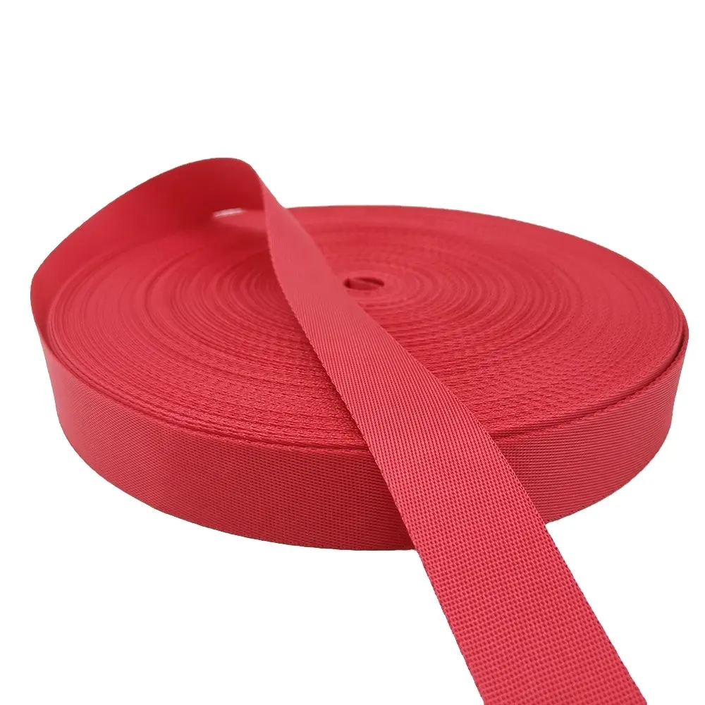 공장 직접 판매 좋은 품질 붉은 색 사용자 정의 폴리 에스터 웨빙 나일론 50 mm 2 인치 웨빙 cinta 가방 스트랩
