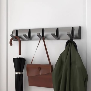 <b>Wall</b> Mounted Aluminum Coat <b>Hooks</b> Rectangle Foldable Bathroom Entryway Clothing Organizer 5A39 - Product Image 3