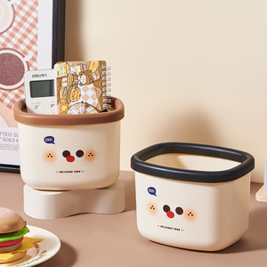 Cute Desktop Trash Can Mini Lidded Storage <b>Bin</b> 4L And Below For Students Dormitory Use - Product Image 3