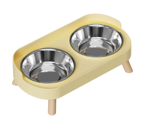 Bol double anti-renversement en acier inoxydable et plastique pour chats et chiens, protège les vertèbres cervicales, empêche les déversements, utilisation intérieure/extérieure - Product Image 2