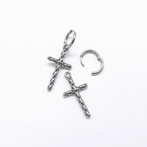 Boucles d'oreilles croisées yunnique en acier inoxydable, design géométrique minimaliste unisexe, pendentif croix simple, bijoux tendance - Product Image 3