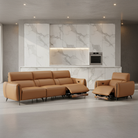 Ensemble de canapés sectionnels inclinables électriques modernes en cuir véritable 3+2+1 places pour hôtels, villas et salons – Vente en gros