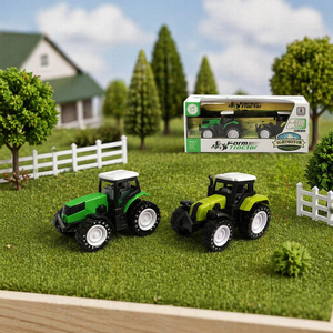 BEFLY Kids Pull Back Sliding Farm <strong>Tractor</strong> Toy 3+ Unisex Diecast Car 1:64 Scale Window Box Packaging - Product Image 1