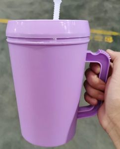 Custom logo Double Wall pp <b>Plastic</b> 22oz 34oz Solid Color Trucker Mug with Handle Insulated Trendy Large Capacity Mega Tumbler - Product Image 3