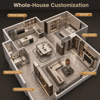 Moderner Minimalistischer Küchenschrank aus Sperrholz und MDF mit Soft-Close-Scharnieren für Türen, Schubladenauszüge für Schränke, für Apartments und Villen