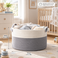 Panier de rangement en corde fait main, grand panier à linge avec poignées pour couvertures, vêtements, jouets, organisateur pour la maison et le camping