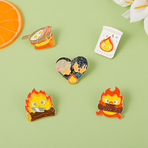 5 diseño <span class=keywords><strong>de</strong></span> alta calidad Anime <span class=keywords><strong>Howl</strong></span> Moving Castle Fire Calcifer Cloisonne pintado aleación broches alfileres artesanías <span class=keywords><strong>de</strong></span> Metal - Product Image 5