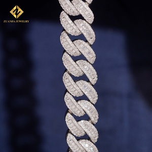 Lab Grown Diamond Bracelet Popular 12mm Cuban Chain Cuban Link Chain Necklace Bracelet <b>Men</b> Iced Out Diamond 925 - Product Image 5