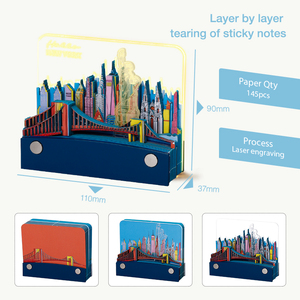Bloc-notes 3D personnalisé, bloc-notes adhésif, calendrier quotidien, décoration de bureau, bâtiments de <span class=keywords><strong>New</strong></span> <span class=keywords><strong>York</strong></span>, art lumineux LED, papier fait main, tendance - Product Image 4