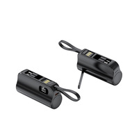 Mini Power Banks 2 en 1 avec support pour écran LED Chargeur portable Powerbank pour iPhone Câble intégré pour iPhone