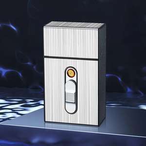 Lot de 20 étuis à <span class=keywords><strong>cigarettes</strong></span> en métal pour hommes, briquet rechargeable, coupe-vent, étui portable épais et mince pour le stockage des <span class=keywords><strong>cigarettes</strong></span> - Product Image 5