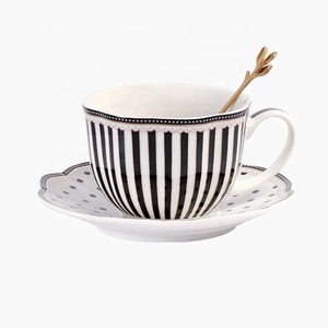 Low Price Promotion European Stripe and Wave Point Coffee <b>Set</b> Exquisite Ceramic Coffee <b>Cup</b> and Plate - Product Image 6