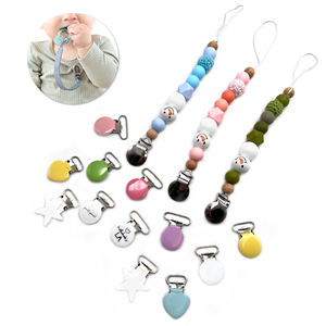 Toptan bebek güvenli Metal emzik klip kişiselleştirilmiş özel Logo BPA ücretsiz paslanmaz çelik askı klip için 0-12 ay 1-2 - Product Image 5