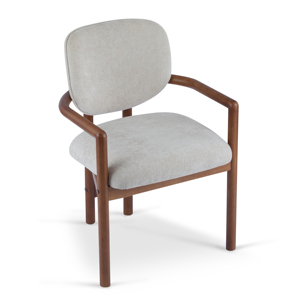 Modern Convertible <b>Dining</b> Chairs Set of 2 Upholstered <b>Armchairs</b> with Rubber Wood Legs Beige Fabric for Apartment Use - Product Image 6