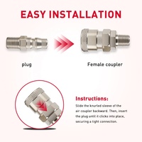 Raccords rapides pneumatiques en acier zingué de type SM Nitto 1/2'' pour compresseur d'air, haute efficacité, pièces pneumatiques essentielles