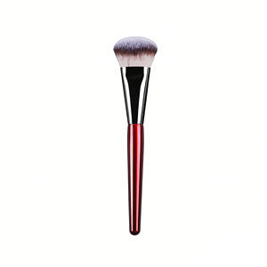 Customized Bk109 Sloping <b>Blush</b> Foundation <b>Brush</b> 25mm Synthetic Hair Flat Shape Wooden Handle Makeup Tool For Blusher - Product Image 2